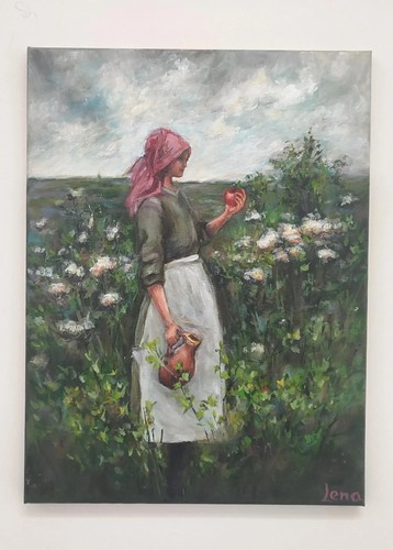 Ragazza con mela quadro - ragazza,