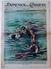 LA DOMENICA DEL CORRIERE 22 settembre 1957 Cacciatore in acqua salvato dai cani