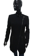 Giacca Cappotto Donna Guess Nero Lungo Elegante Asimmetrico Taglia S Slim Fit