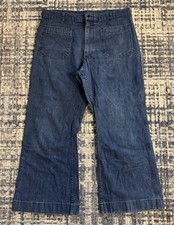 Pantaloni jeans uomo vintage anni 80 Seafarer US Navy denim utility fondo svasato 34x26,5
