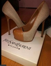 Scarpe ysl marroni pelle e - ysl,
