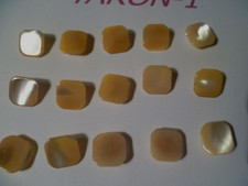 15 PZ BOTTONI QUADRATO VERA MADREPERLA COLOR SENAPE 15 X 1,5 CM VINTAGE