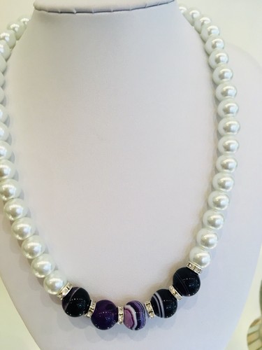 Collana donna agata - , righe