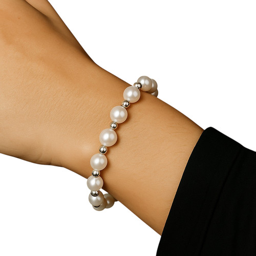 Bracciale perle bianco - bracciale,