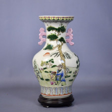 Vaso ceramica cinese ad anfora soprammobile orientale vintage meta’ ‘900