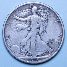 AMERICA 1/2 DOLLARO 1918 D WALKING LIBERTY RARO BB ARGENTO SILVER NUMISMATICA