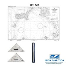 KIT QUALITA CARTEGGIO NAUTICO PATENTE 2 SQUADRETTE + 1 COMPASSO + CARTA 5D E 42D