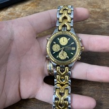 RARO Orologio Seiko 7T32-6G20 Sports 100 Cronografo Quadrante Verde Bicolore Quarzo
