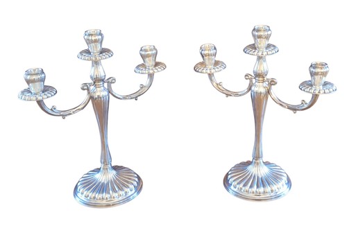 Coppia candelabri argento - , 800