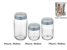 Tris Barattoli 3pz In Vetro Coperchio Ermetico Contenitori Pasta Biscotti dfh