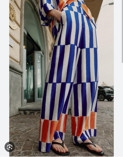 Pantalone righe gamba larga - a,