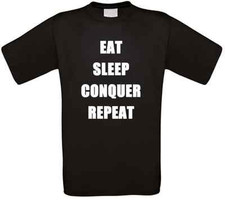 Wrestling EAT-SLEEP-CONQUER-REPEAT Maglietta Fanmade Tutte Le Taglie NUOVA