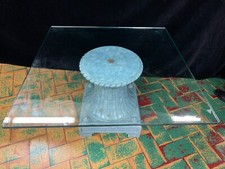 PRESTIGIOSO TAVOLINO DA SALOTTO PIANO IN CRISTALLO CAPITELLO AZZURRO