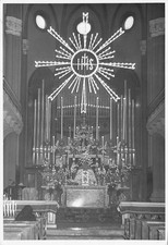 33-5A) CARTONCINO FOTOGRAFIA ALTARE CHIESA TIMBRO FOTO GUERRA CORSO MAZZINI LUGO