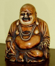 Buddha Sorridente buona fortuna • SCULTURA d’arte Orientale Vintage