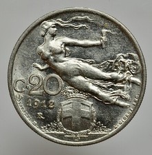 VITTORIO EMANUELE III 1900-1943 -NI/ 20 CENTESIMI 1912   FDC -