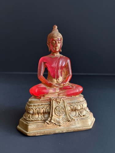 Red resin emerald buddha - red,