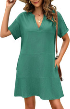 Copricostume Donna Mare Lungo Patchwork Con Tasche Vestito Da Mare Scollo a V Cu