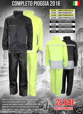 COMPLETO GIACCA+PANTALONE ANTIPIOGGIA ANTIACQUA MOTO SCOOTER BICI 100% STAGNO