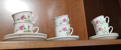 Tazzine bianche rosa - bianche, vintage