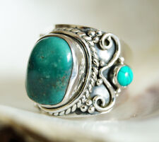 Anello fatto a mano argento turchese 55 59 60 anello argento antico giocoso anello a fascia largo