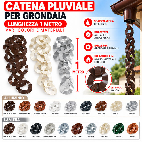 Catena pluviale per grondaia - catena,