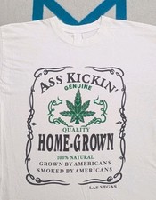 Camicia marijuana vintage culo kickin' originale coltivata in casa erba vaso singolo hippy XL