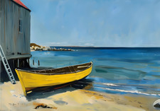 Barca a remi gialla di