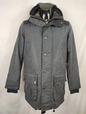 Parka Barbour uomo Blu cerato Small- Navy Waddow wax jacket with hood Size Small