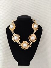 Collana girocollo dorato e perle vintage necklace stile chanel 