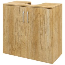 HOMCOM Mobile Bagno Sospeso Sottolavabo 2 Ante e 2 Ripiani in Legno Naturale