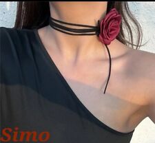 COLLANA DONNA CHOCKER ROSA NERA BORDO'SEXY COLLARE COLLARINO  PELLE REGALO