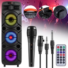 Altoparlante Bluetooth FM portatile 4000W 3*8" subwoofer stereo basso pesante festa con microfono