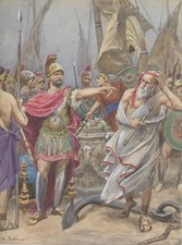 FABIO FABBI Tavola Originale tempera ILIADE Nerbini anni Trenta libro primo