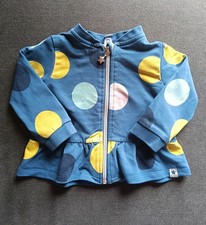 Felpa bambina neonata Tuc Tuc taglia 12 mesi con cerniera, blu a pois cotone