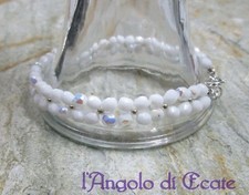 Idea regalo BRACCIALE BRACCIALETTO donna artigianale mezzi cristalli perline 
