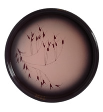 Sergio Asti - Vassoio piatto metallo smaltato floreale decorativo parete rosa italiano