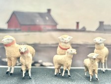 Antico Bastone Composizione Tedesco (1) Lana Pecora Putz o Giocattolo Collezione #1 Pecora