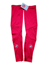 NUOVO Castelli MEDIUM Tinta Unita Rosso Lycra Scaldamuscoli Zip Caviglia Ciclismo 08070023