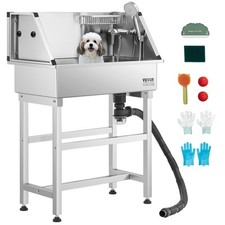VEVOR Stazione di Lavaggio per Cani in Acciaio Inox da 86,36 cm con Rubinetto