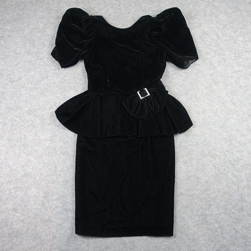 Vintage black velvet dress - black,