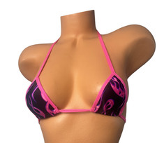 Top micro bikini nero rosa