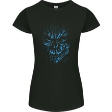 Demone Teschio Diavolo Satana Grim Reaper Gotico Donna Minuta Taglio Maglia