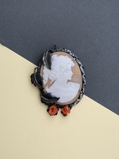 Spilla ciondolo vintage Cameo Corallo Argento 