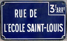 Large old vintage French enamel street road sign plaque Ecole Saint-Louis school