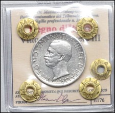 Regno d'italia 5 Lire 1927 Aquilotto SPL Due rosette moneta Vittorio Emanuele