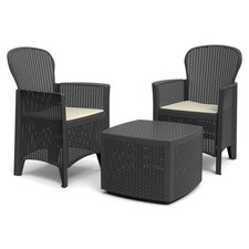 Salottino Esterno 3 Pezzi Antracite con Tavolo e Cuscini - Comfort Garantito