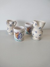 Artigianato Pugliese Brocca Tazza 2 Brocche + 2 Tazze Dipinte A Mano