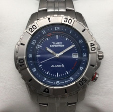 Orologio Timex Expedition Shenmue Uomo Indiglo 45mm Blu Sveglia Nuova Batteria 8,25"