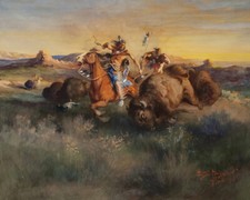 Buffalo Hunt, 1906 di Edgar Samuel Paxson Western Giclée stampa artistica + spedizione gratuita
